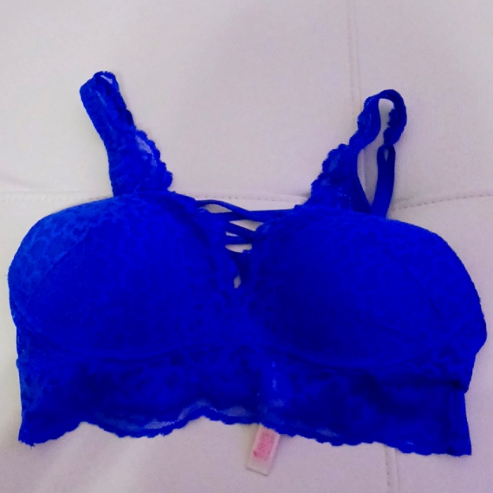 NWOT Victoria's secret pink push-up bra xs blue